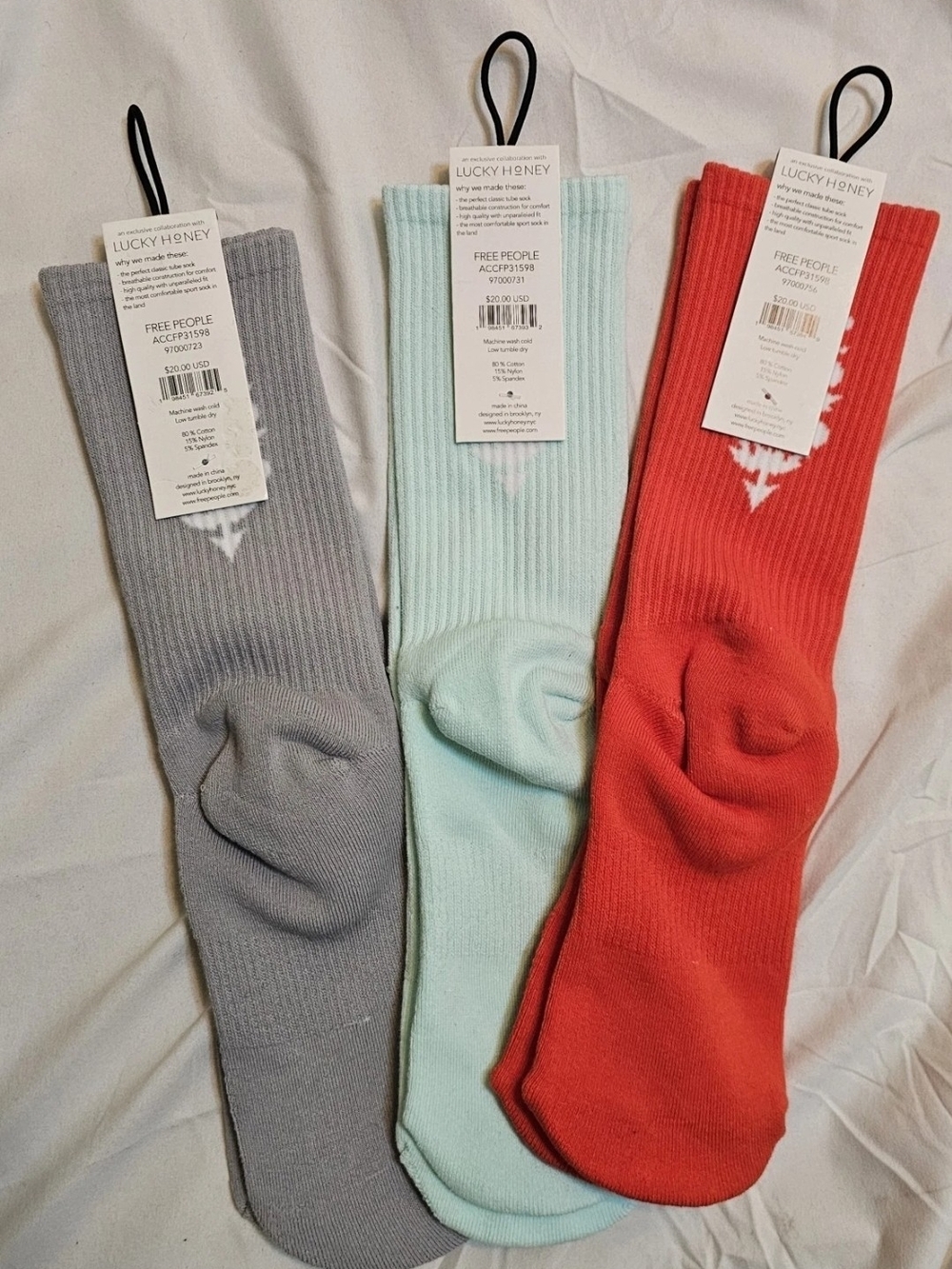 Free People FP Movement x Lucky Honey Last Lap Socks Lot of 3 Women’s OS - Picture 2 of 2